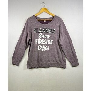 Holiday Time Sweatshirt Women 0X 14W‎ Purple Pearl Flannels Snow Fireside Coffee